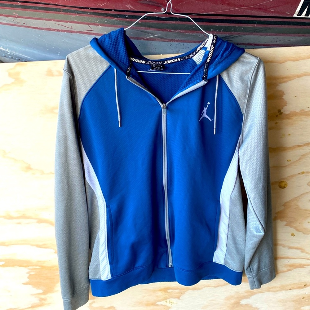 Jordan Blue and White Zip Up Sweater